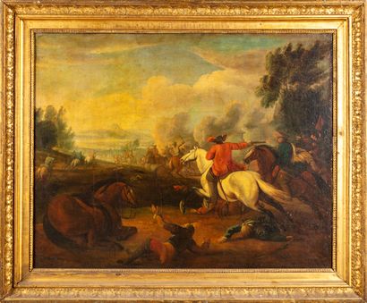 null FRENCH SCHOOL - About 1700
Cavalry fight or the pistol shot
Oil on canvas (old...