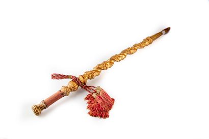 null Theater stick, also called brigadier, in carved wood and gilded stucco in the...