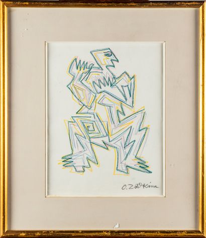 OSSIP ZADKINE Ossip ZADKINE (1890-1967)
Character
Colored pencil drawing, signed...