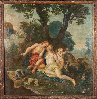 ECOLE FRANCAISE DU XVIIIe 18th century FRENCH SCHOOL 
Mythological scene 
Oil on...