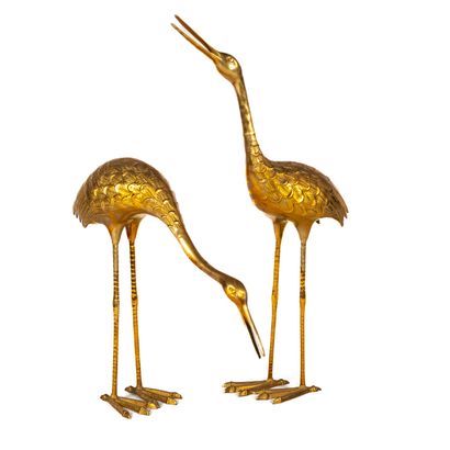 null Two statuettes of stilt walkers in gilded brass
H. 100 and 65 cm