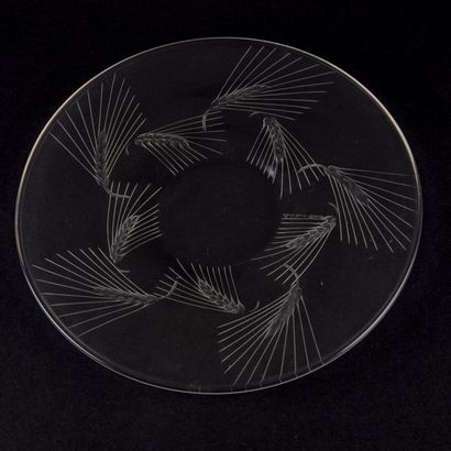 LALIQUE LALIQUE - France
Assiette, modèle Arras, en verre moulé pressé, à décor d'épis...