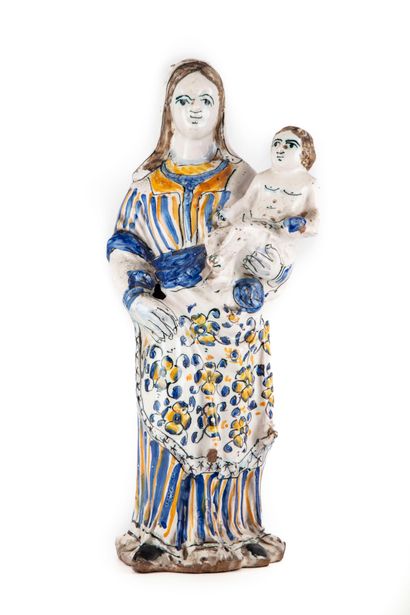 NEVERS NEVERS
Virgin and child in polychrome earthenware
Period XVIIIth
H. 39 cm
Chips...