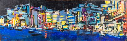 CLAUDE CANDELA Claude CANDELA (1924-2001) 
Ville la nuit, vers 1960
Huile sur isorel,...