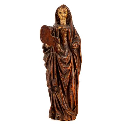 null Statuette en bois et polychromie représentant la Vierge à l'Enfant (manque),...