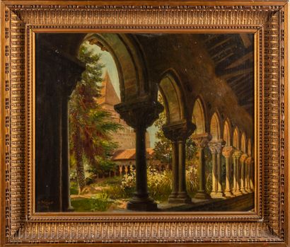 HENRI PRINGUET Henri PRINGUET (1870-1946)
The Cloister
Oil on canvas, signed lower...