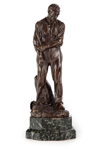 JULES DALOU Jules DALOU (1838-1902)
Paysan retroussant ses manches
Bronze à patine...