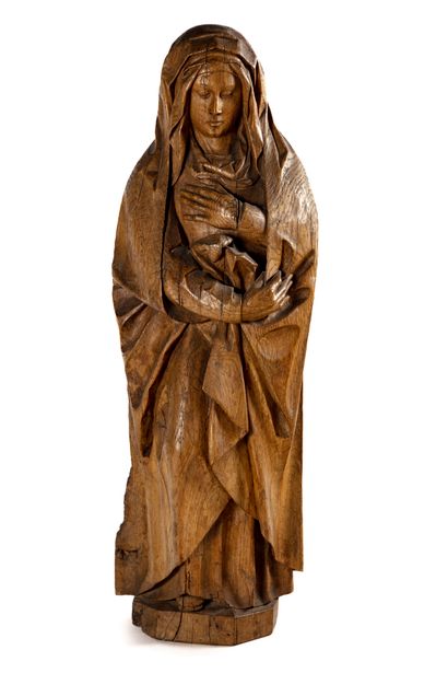 null Virgin of pain in carved oak, flat back
16th century 
H. 89 cm
Some cracks,...