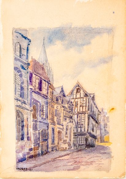 HOEST HOEST (XXth)

The street Saint Romain in Rouen 

Watercolor, signed lower left...