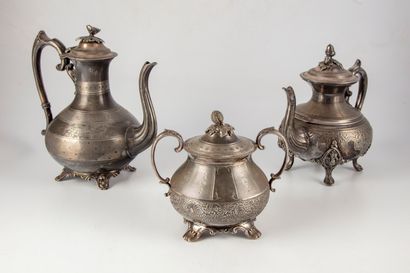 null Set that can form part of a tea and coffee service in silver plated metal including...