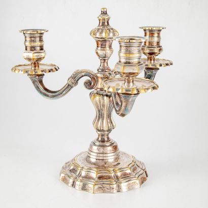 null Candlestick in silvered bronze with three arms of light. Regency style

H. 25...