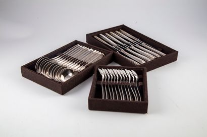 null Part of silver plated metal menagere including 12 large spoons, 12 large knives...