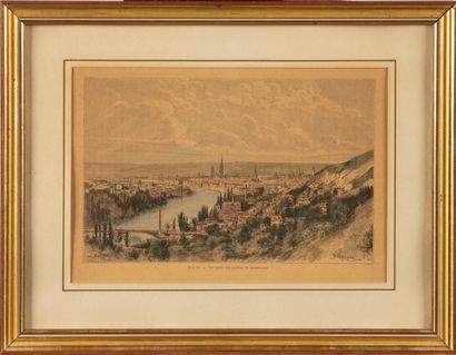 D'APRES BARCLAY After BARCLAY, 

Rouen, View from the Bonsecours hillsides 

Engraving...