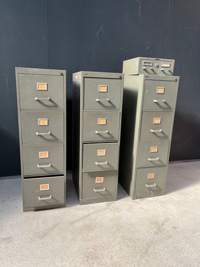 null Set of three compartments forming files opening with four drawers in front....