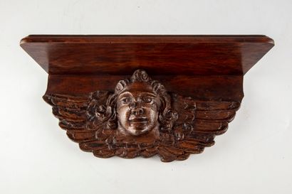 null Small wall lamp forming a shelf, in wood carved with a cherub's head

H. 15,5...