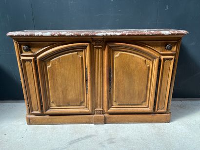 null Hunting sideboard in natural wood opening by two leaves in central part and...
