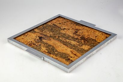 null ITALIAN WORK - About 1970

Square shaped cork tray and silver plated metal frame...