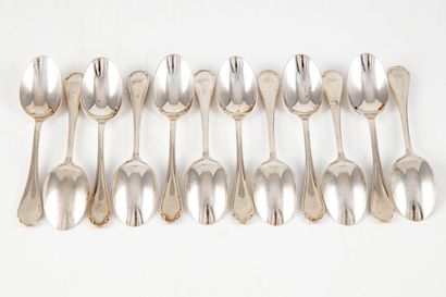 CHRISTOFLE CHRISTOFLE House 

Suite of twelve silver plated moka spoons, "Pompadour"...