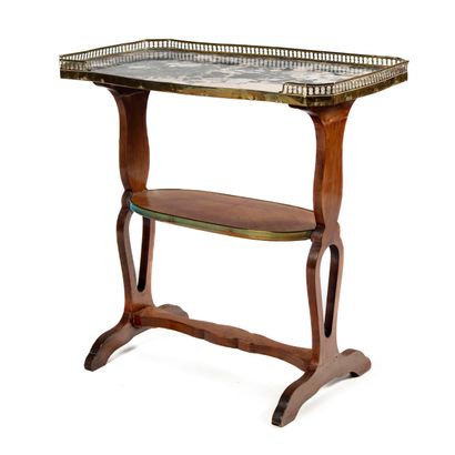 null Small table end of sofa of moved form out of wood of veneer resting on two openwork...