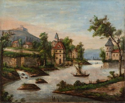 null FRENCH SCHOOL - early 20th century

Lake landscape with a boat

Oil on canvas

53...