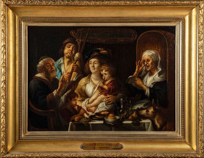 JORDAENS D'après Jacob JORDAENS ( 1593-1678 ) - XIXe

Le concert de famille

Huile...
