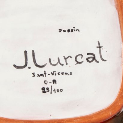 LURCAT Jean LURCAT (1892-1966)

Assiette de section carrée en faïence émaillée à...