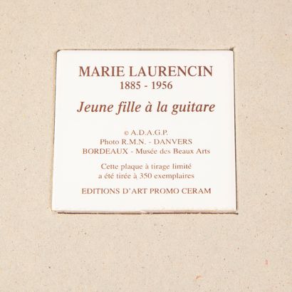 Laurencin D'après Marie LAURENCIN - édition d'ART PROMO CERAM

Jeune fille à la guitare

Plaque...