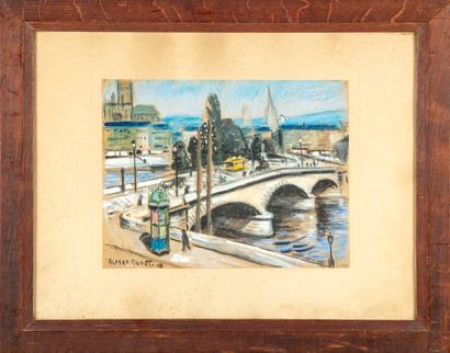 Dunet Alfred DUNET (1889-1939) 

Rouen, The Pierre Corneille Bridge 

Gouache on...