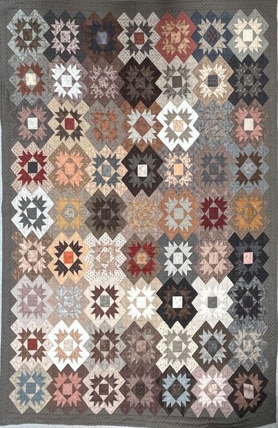 null Couverture patchwork-Quilt à motifs d'étoiles sur fond gris foncé

156 x 194...
