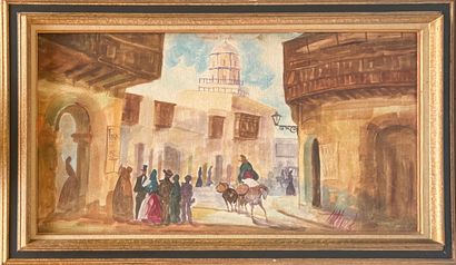 null ECOLE d'AMERIQUE du SUD (Pérou ?)

Scène de rue au XIXe siècle

Huile sur toile...