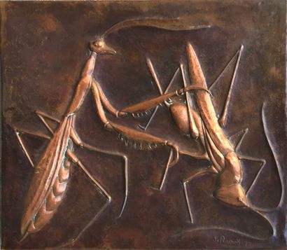 J. RAAUX - XXe
Combat d'insectes : Mante...
