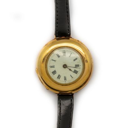 Yellow gold collar watch transformed into...