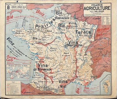 null Ancienne carte scolaire de la france Industrie et du commerce et Agriculture.
"Carte...