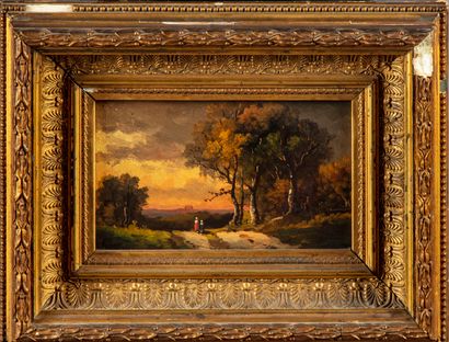null ECOLE FRANCAISE du XIXe
Paysage de campagne
Huile sur bois,
10 x 18 cm