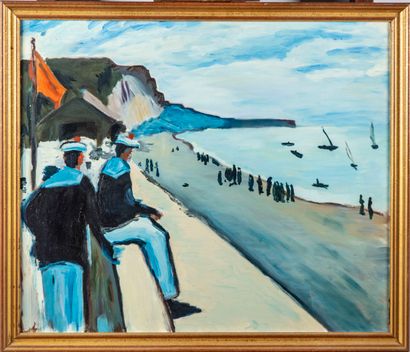null D'après Albert MARQUET
Marins regardant le bord de mer
Huile sur toile
53 x...