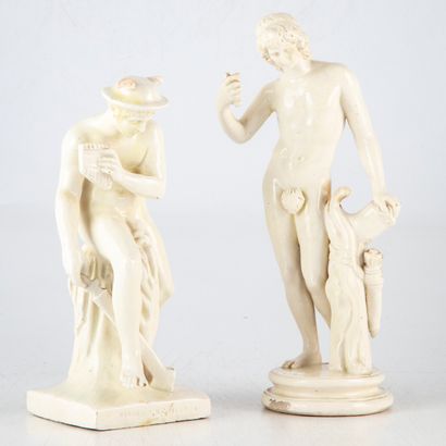 null Manufacture of CAPODIMONTE - Napoli
Adonis and Mercury 
Two subjects in enamelled...