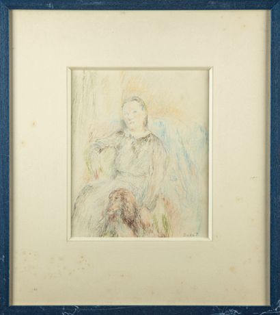 null Charlotte DORAT-IBELS (1904 -?)
Portrait of a Woman with a Dog
Color pencil...