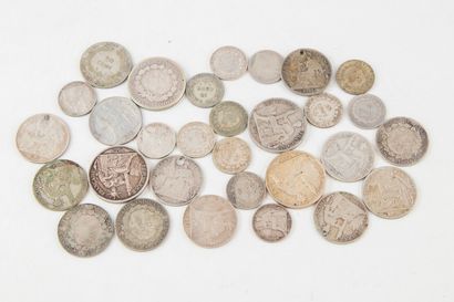 Set of silver coins from French Cochinchina...