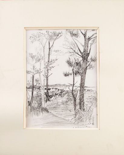 null A.M BRUNACHE - XXth
Landscape 
Drawing in pen
Signed and dated July 20, 79 lower...