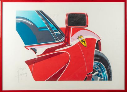 null 20th century FRENCH SCHOOL
The rear view mirror, Ferrari
Lithograph signed Hargrasy(?)...