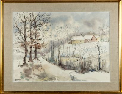 null Pierre BASSALERT (1920-2008)
Morning of snow
Watercolor and wash, signed lower...