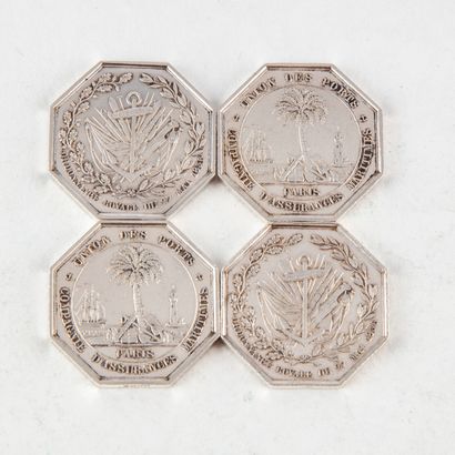 Set of 4 silver tokens 