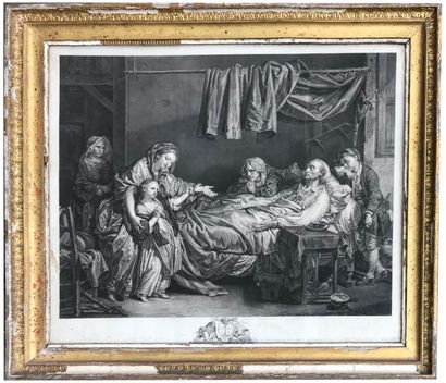 null After Jean-Baptiste GREUZE, engraved by MASSARD 
The beneficent Lady
Black and...