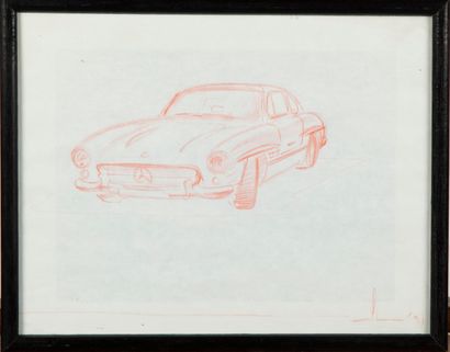 null 20th century french school 
Mercedes 300 SL 
Drawing, signed lower right
20...