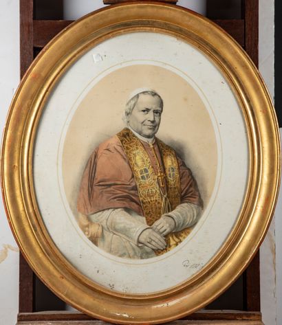 null After ADOLFE LAFOSSE 
Probable portrait of pope Pius IX 
Lithography
63 x 52...