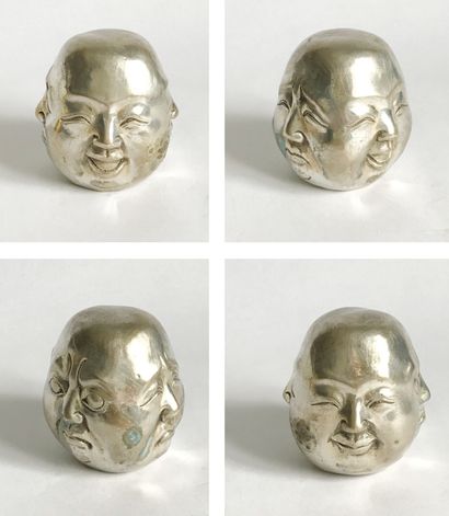 null CHINA
Paperweight in silver plated metal in the shape of a Buddha head with...