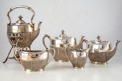 null Silver plated tea and coffee set including a samovar, a teapot, a coffee pot,...