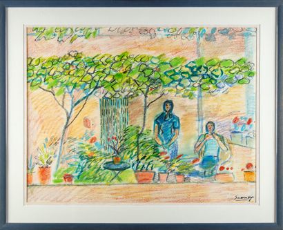 null Robert SAVARY ( 1920 - 2000 )
The Provencal market
Pastel 
Signed on the bottom...