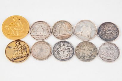 null Set of 10 silver tokens including: "Committee of expertises, sciences and arts,...