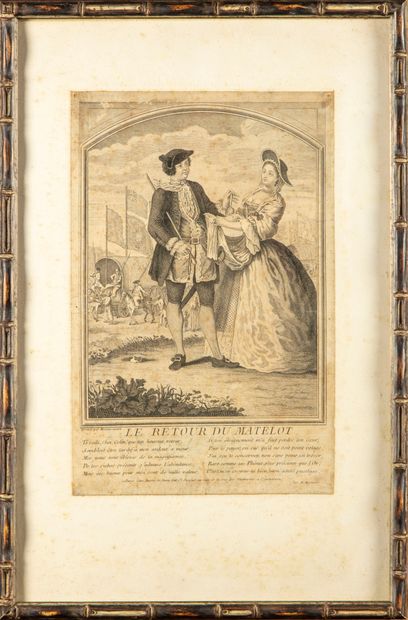 null FRENCH SCHOOL XVIIIth - engraved by MAISONEUVE 
The return of the sailor
Engraving...